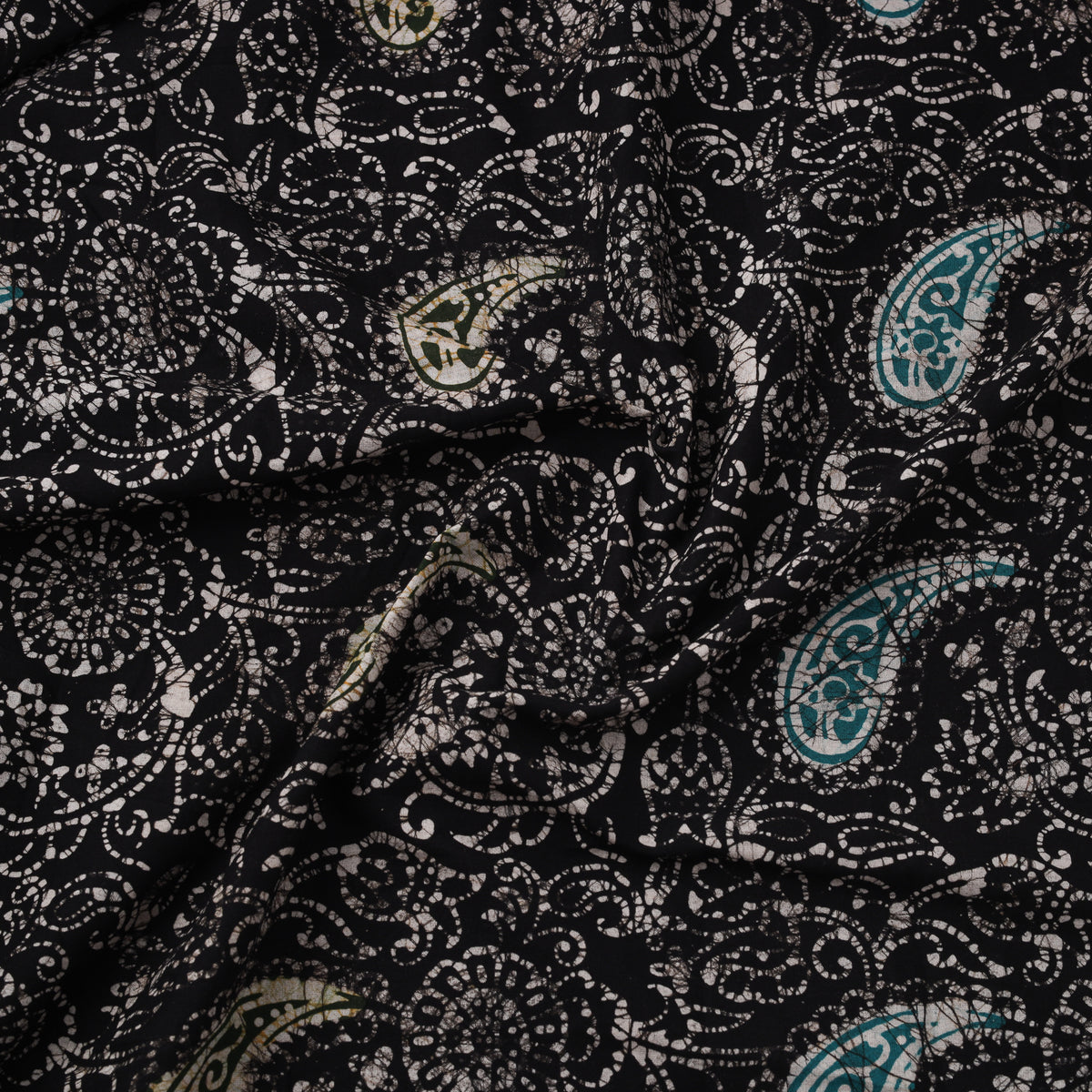 Black - Hand Batik Indonesian Style Print Cotton Fabric 08