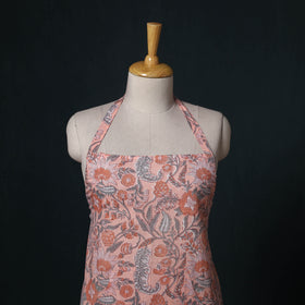 Peach - Sanganeri Hand Block Print Cotton Apron with Pocket 60