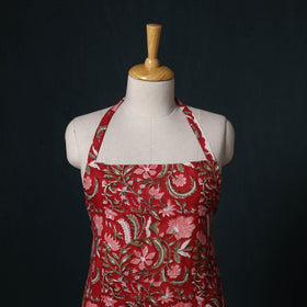 Red - Sanganeri Hand Block Print Cotton Apron with Pocket 62