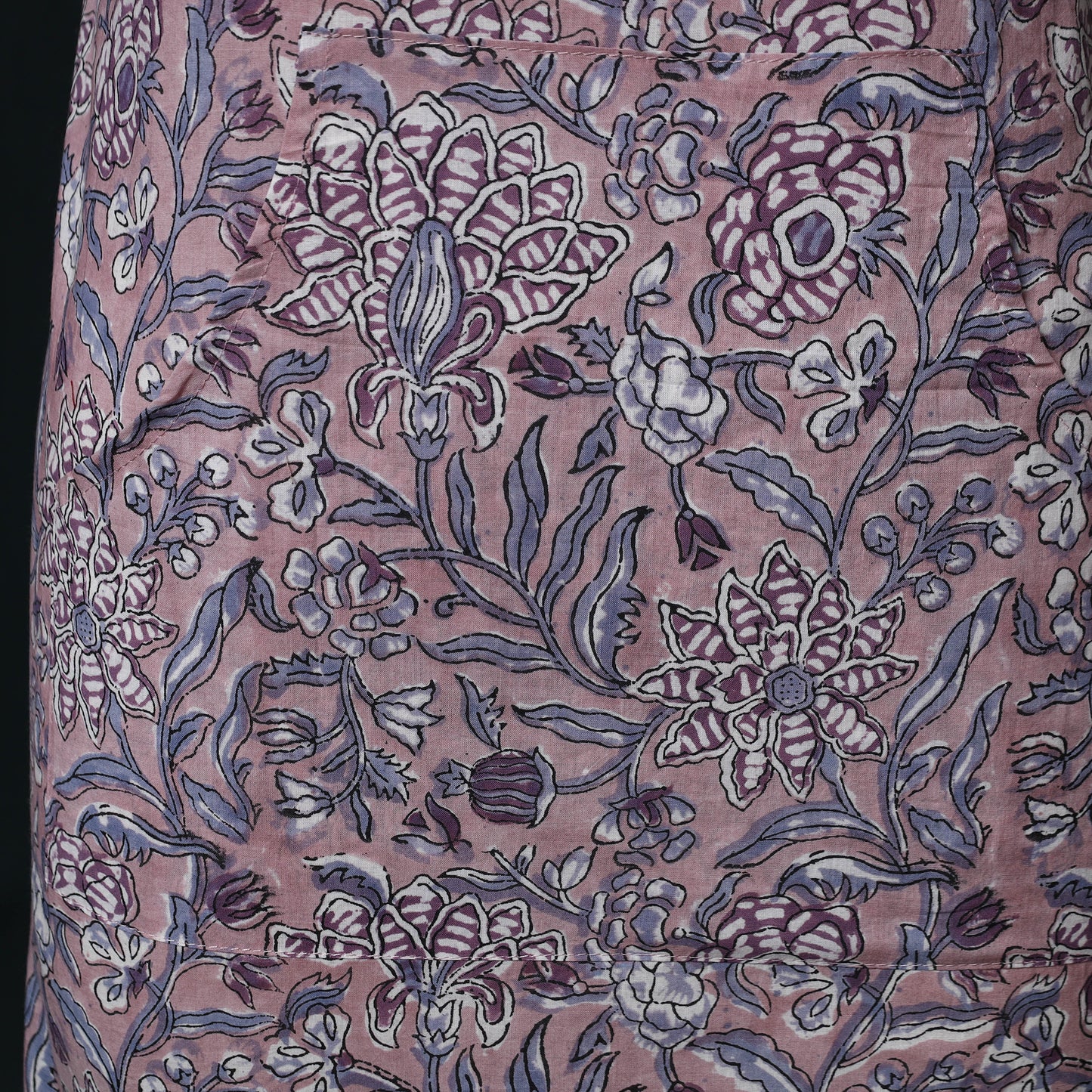 Purple - Sanganeri Hand Block Print Cotton Apron with Pocket 63