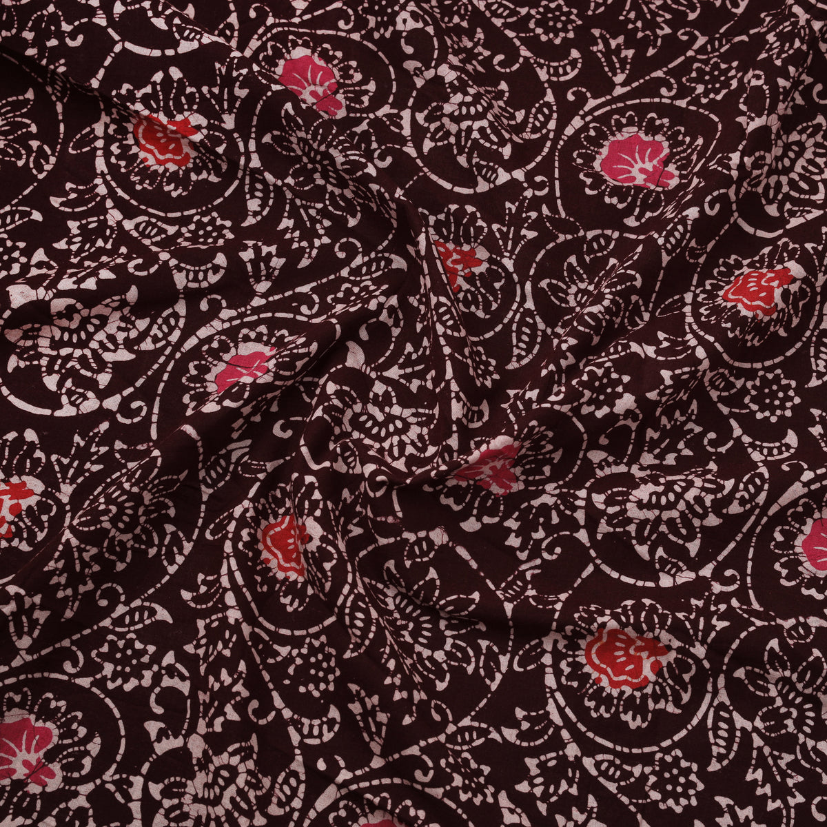 Brown - Hand Batik Indonesian Style Print Cotton Fabric 06