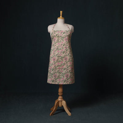 Yellow - Sanganeri Hand Block Print Cotton Apron with Pocket 64
