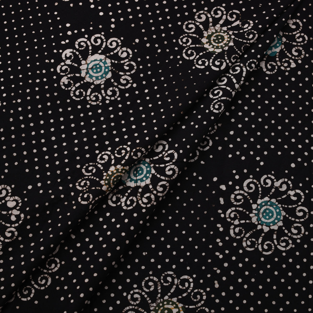 Black - Hand Batik Indonesian Style Print Cotton Fabric 05