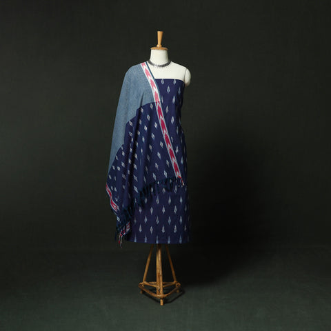 Pochampally Ikat Cotton 3pc Unstitched Dress Material Suit Set 18