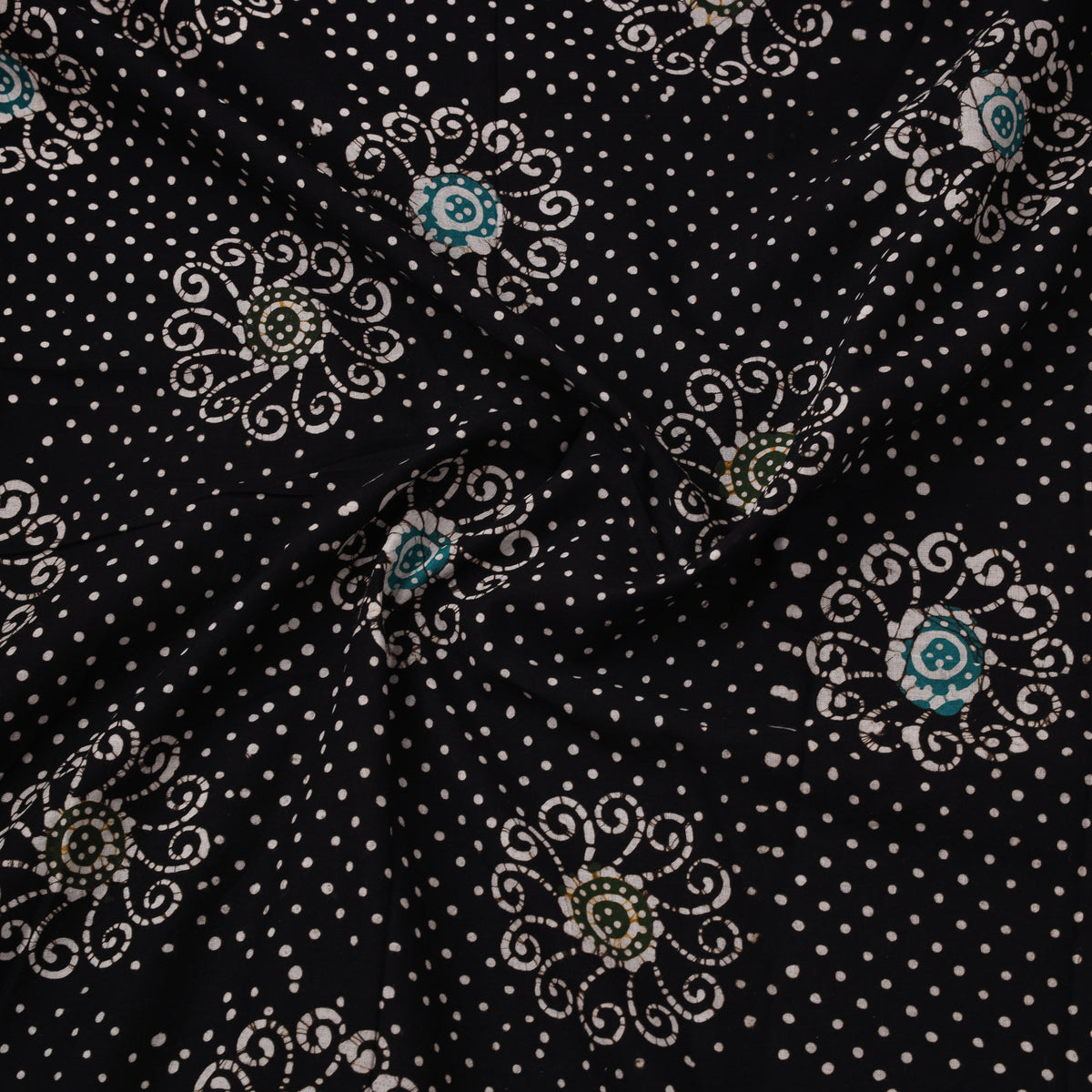 Black - Hand Batik Indonesian Style Print Cotton Fabric 05