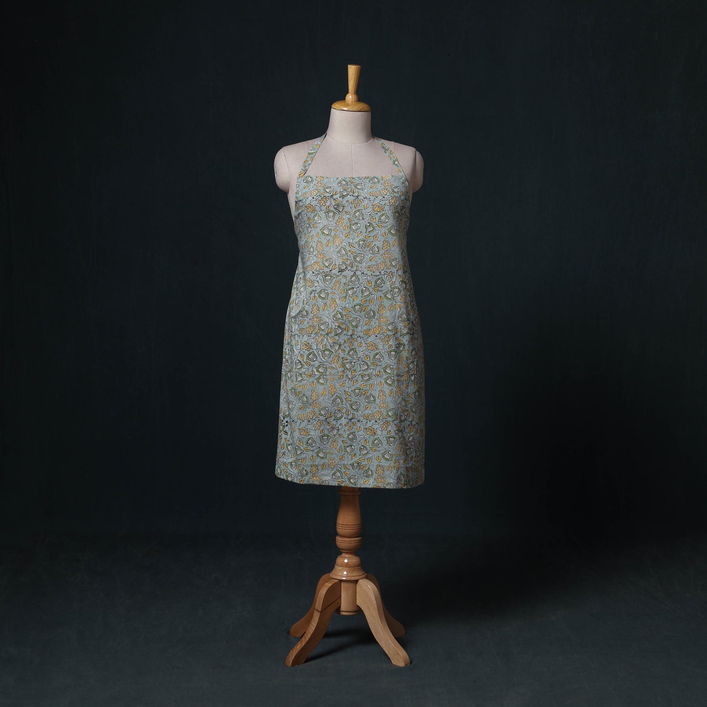 Green - Sanganeri Hand Block Print Cotton Apron with Pocket 65