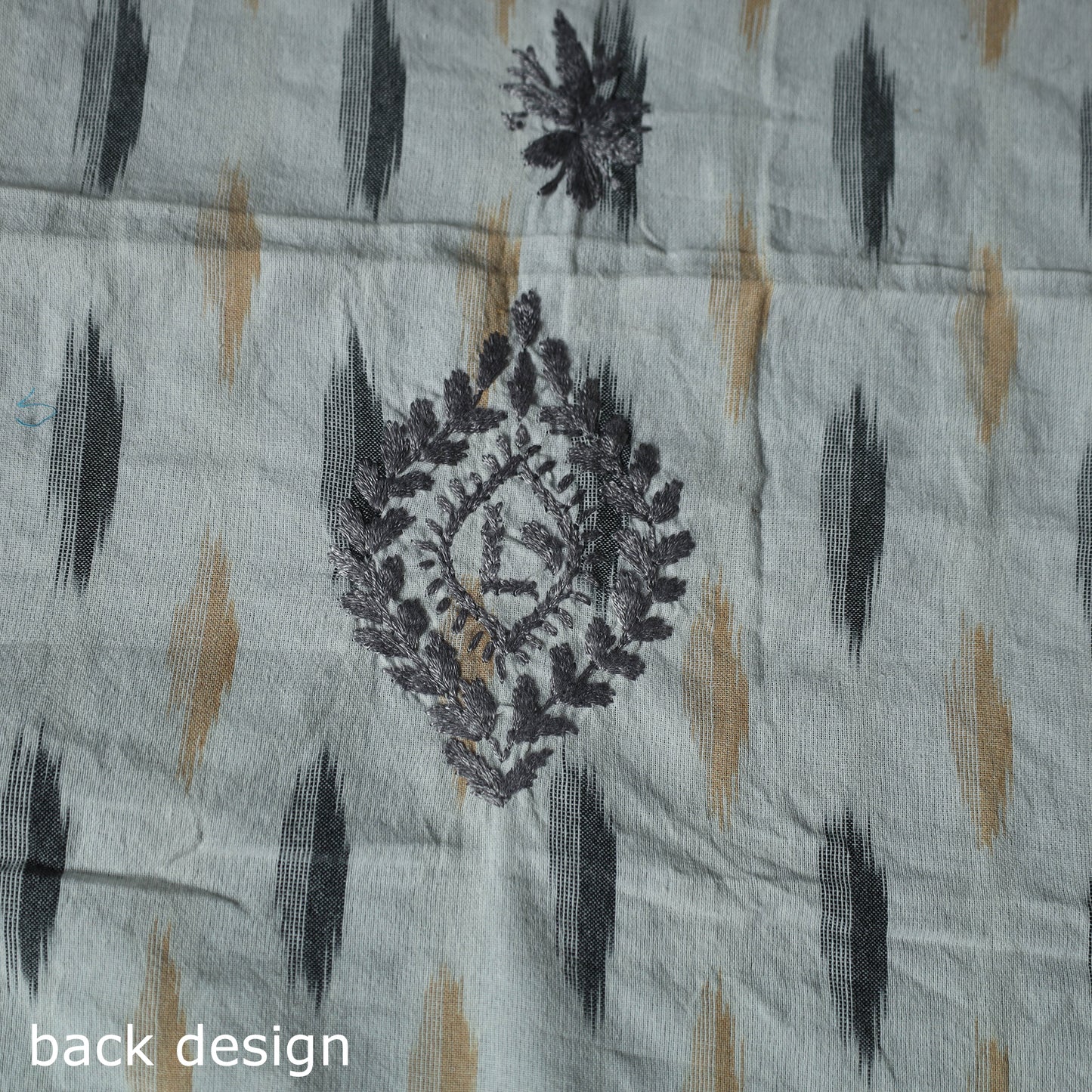 Lucknowi Chikankari Hand Embroidered Pochampally Ikat Cotton Unstitched Kurta Material (2.5M) 26