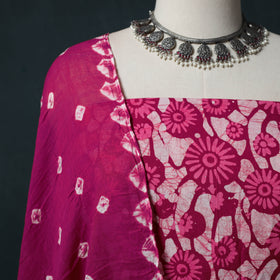 Hand Block Batik Print Cotton 2pc Unstitched Dress Material Kurta Set 09