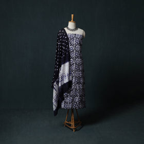Hand Block Batik Print Cotton 2pc Unstitched Dress Material Kurta Set 10