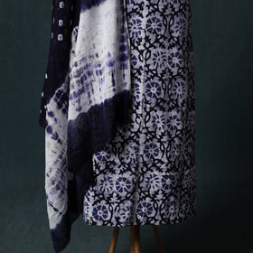 Hand Block Batik Print Cotton 2pc Unstitched Dress Material Kurta Set 10
