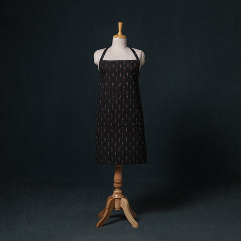 Black - Pochampally Ikat Weave Cotton Apron with Pocket 67