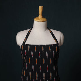 Black - Pochampally Ikat Weave Cotton Apron with Pocket 68