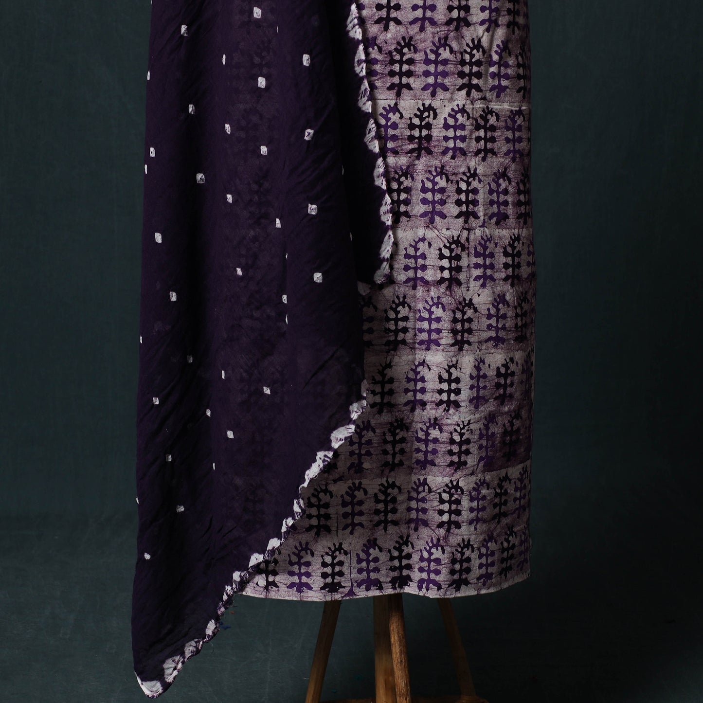 Hand Block Batik Print Cotton 2pc Unstitched Dress Material Kurta Set 11