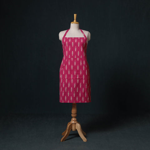 Pink - Pochampally Ikat Weave Cotton Apron with Pocket 69