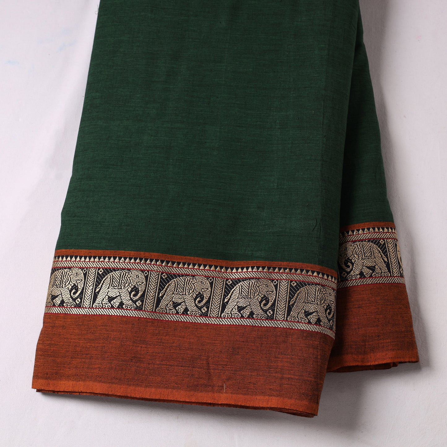 Green - Prewashed Dharwad Cotton Thread Border Fabric 29