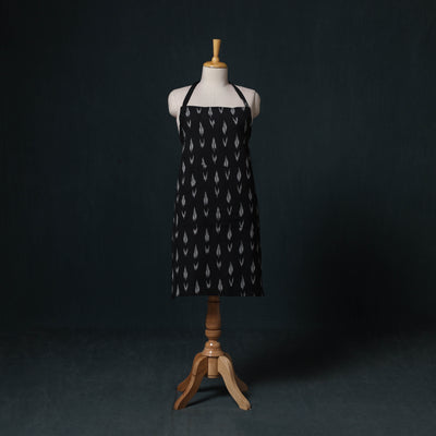 Black - Pochampally Ikat Weave Cotton Apron with Pocket 70