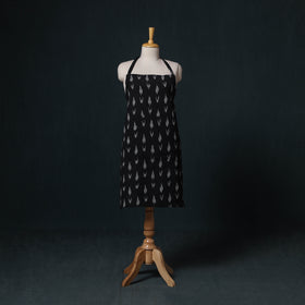 Black - Pochampally Ikat Weave Cotton Apron with Pocket 70