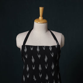 Black - Pochampally Ikat Weave Cotton Apron with Pocket 70