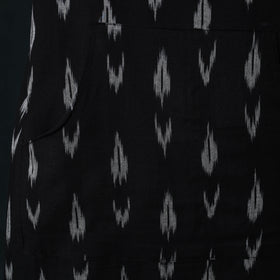 Black - Pochampally Ikat Weave Cotton Apron with Pocket 70