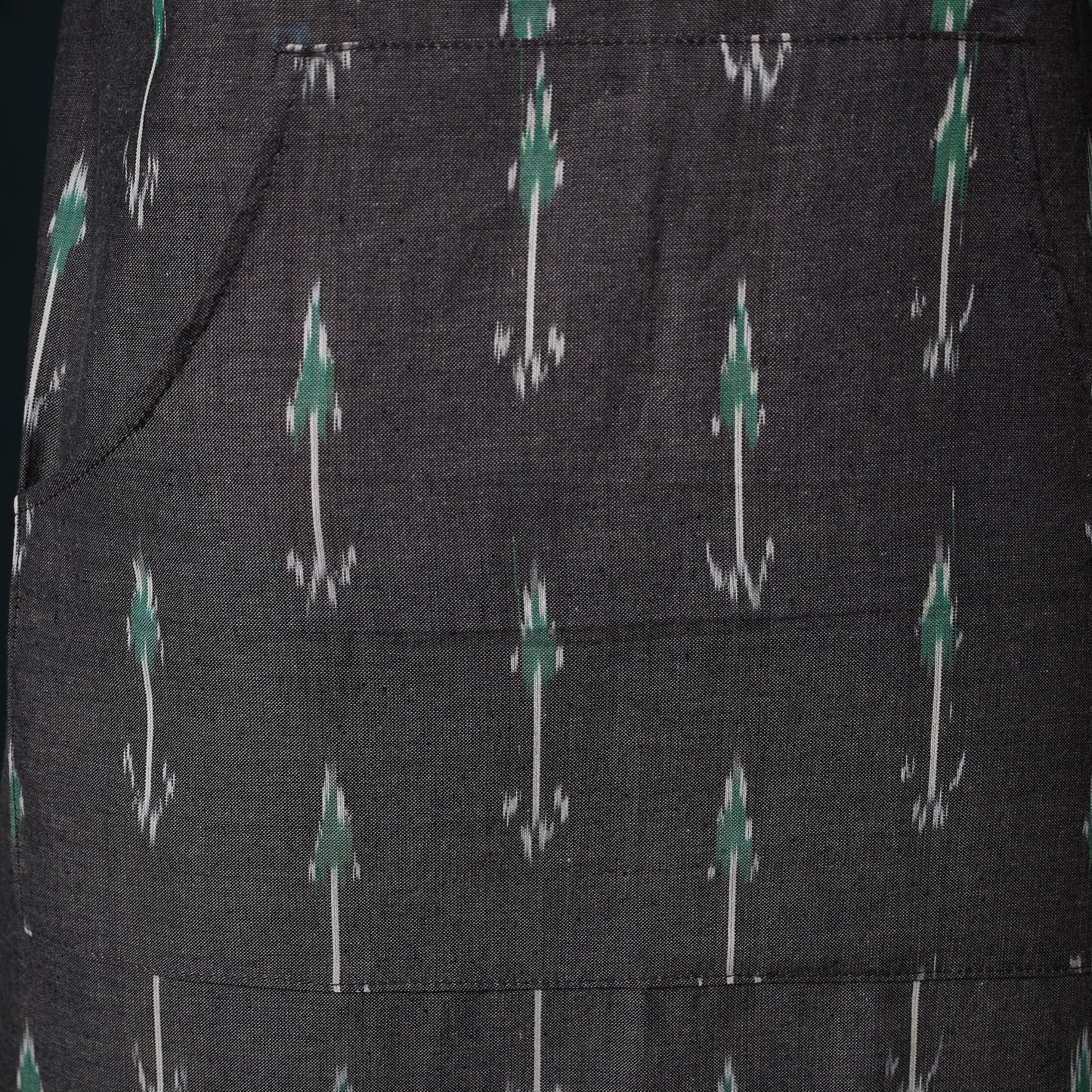 Grey - Pochampally Ikat Weave Cotton Apron with Pocket 71