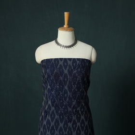Lucknowi Chikankari Hand Embroidered Pochampally Ikat Cotton Unstitched Kurta Material (2.5M) 31