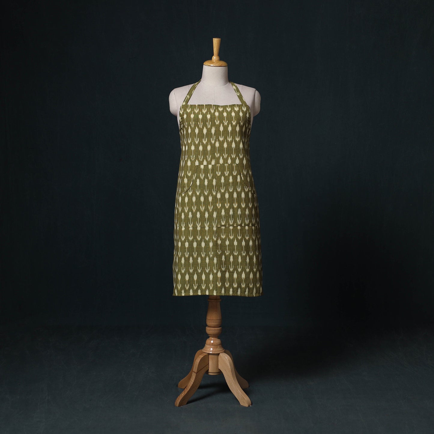 Green - Pochampally Ikat Weave Cotton Apron with Pocket 72