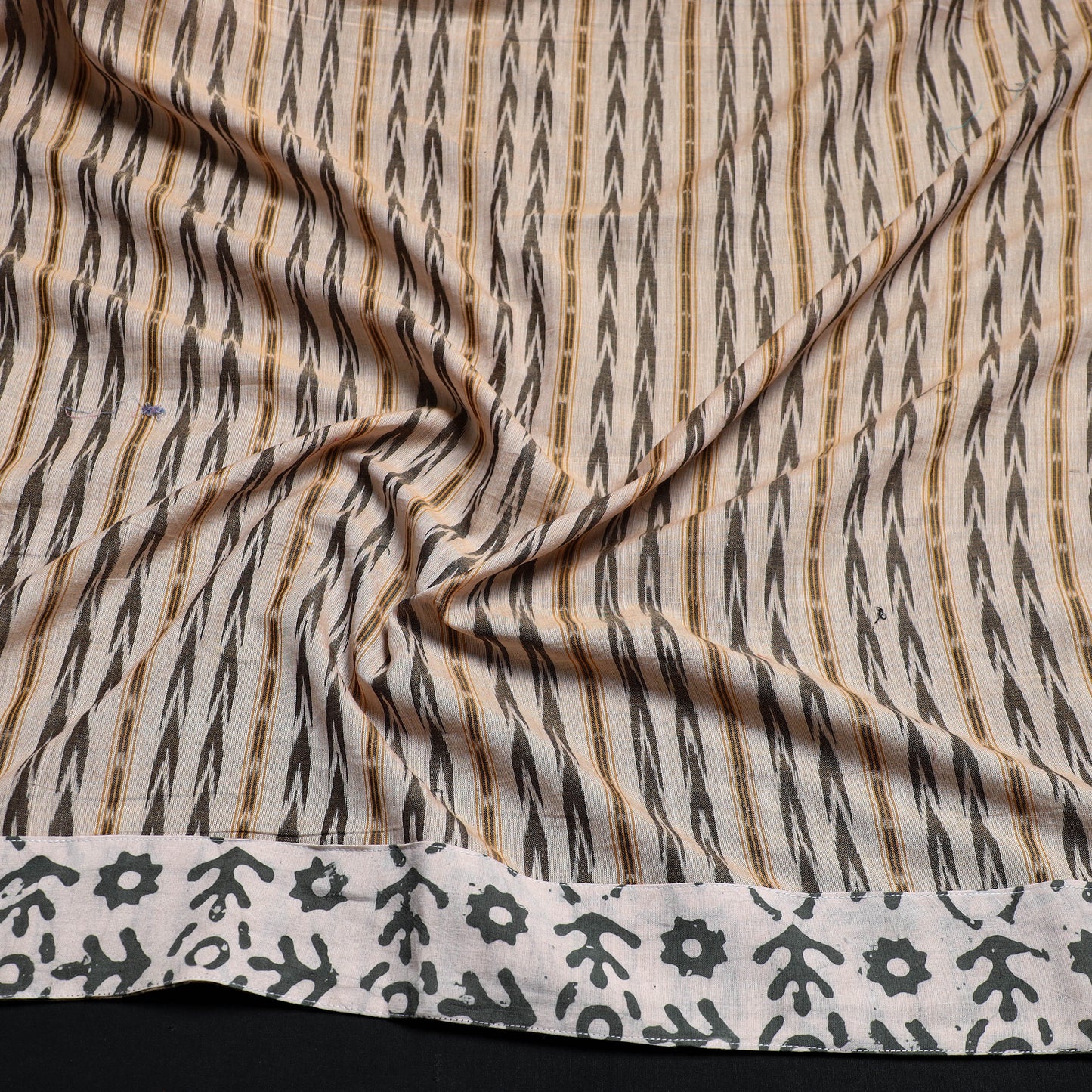 Brown - handmade cotton sambalpuri ikat blouse piece 08