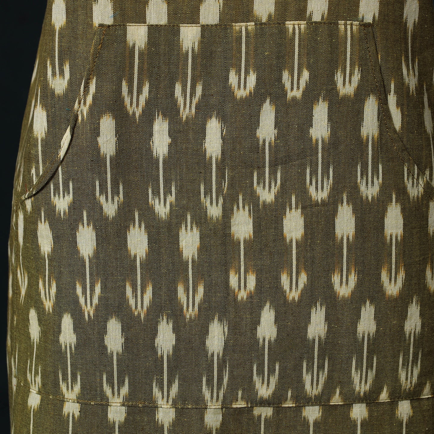 Green - Pochampally Ikat Weave Cotton Apron with Pocket 72