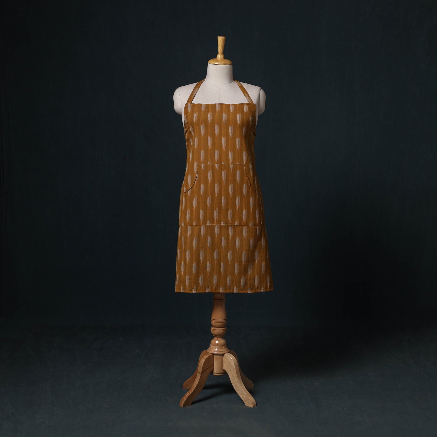Yellow - Pochampally Ikat Weave Cotton Apron with Pocket 73