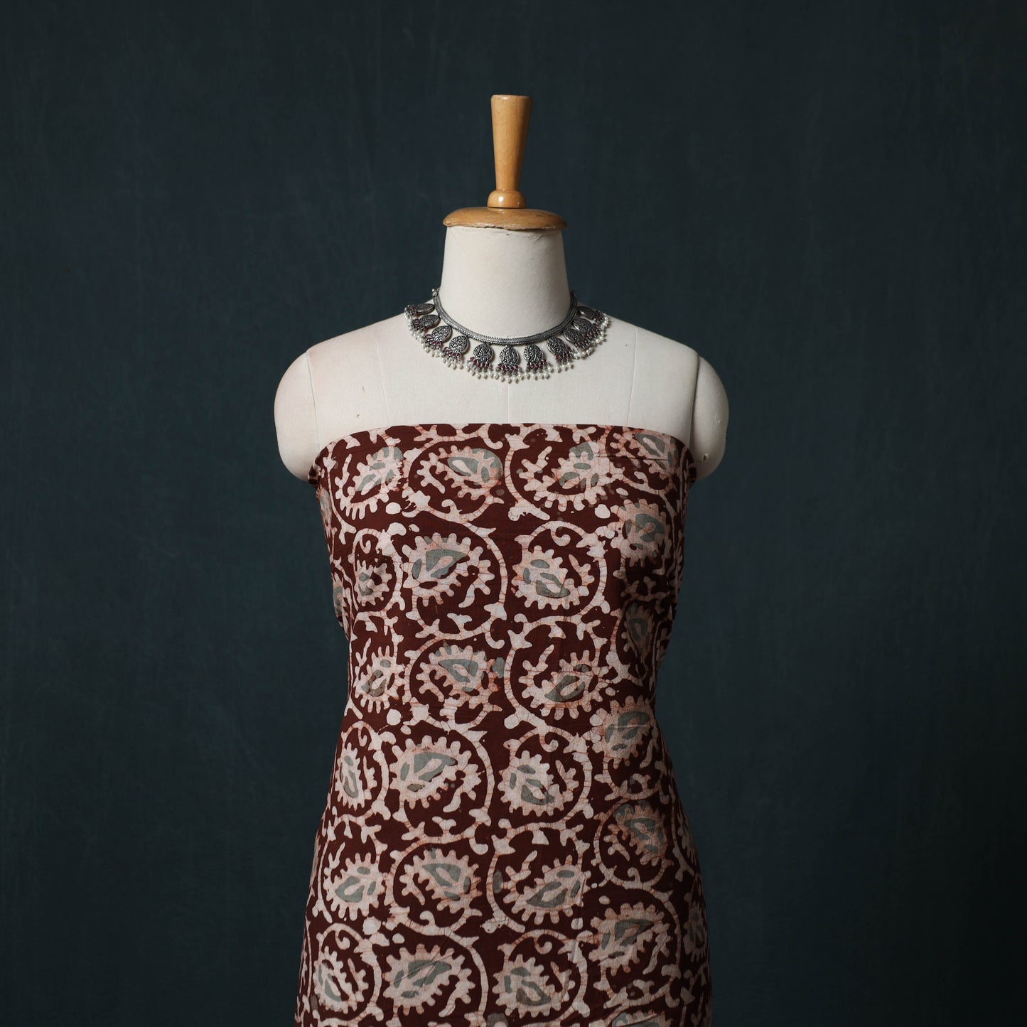 Hand Block Batik Print Cotton 2pc Unstitched Dress Material Kurta Set 13
