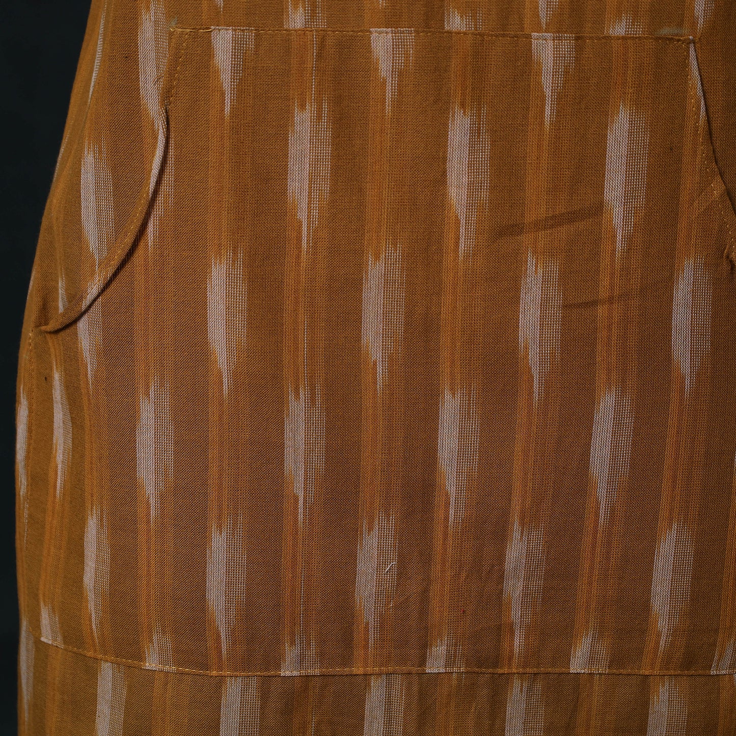Yellow - Pochampally Ikat Weave Cotton Apron with Pocket 73