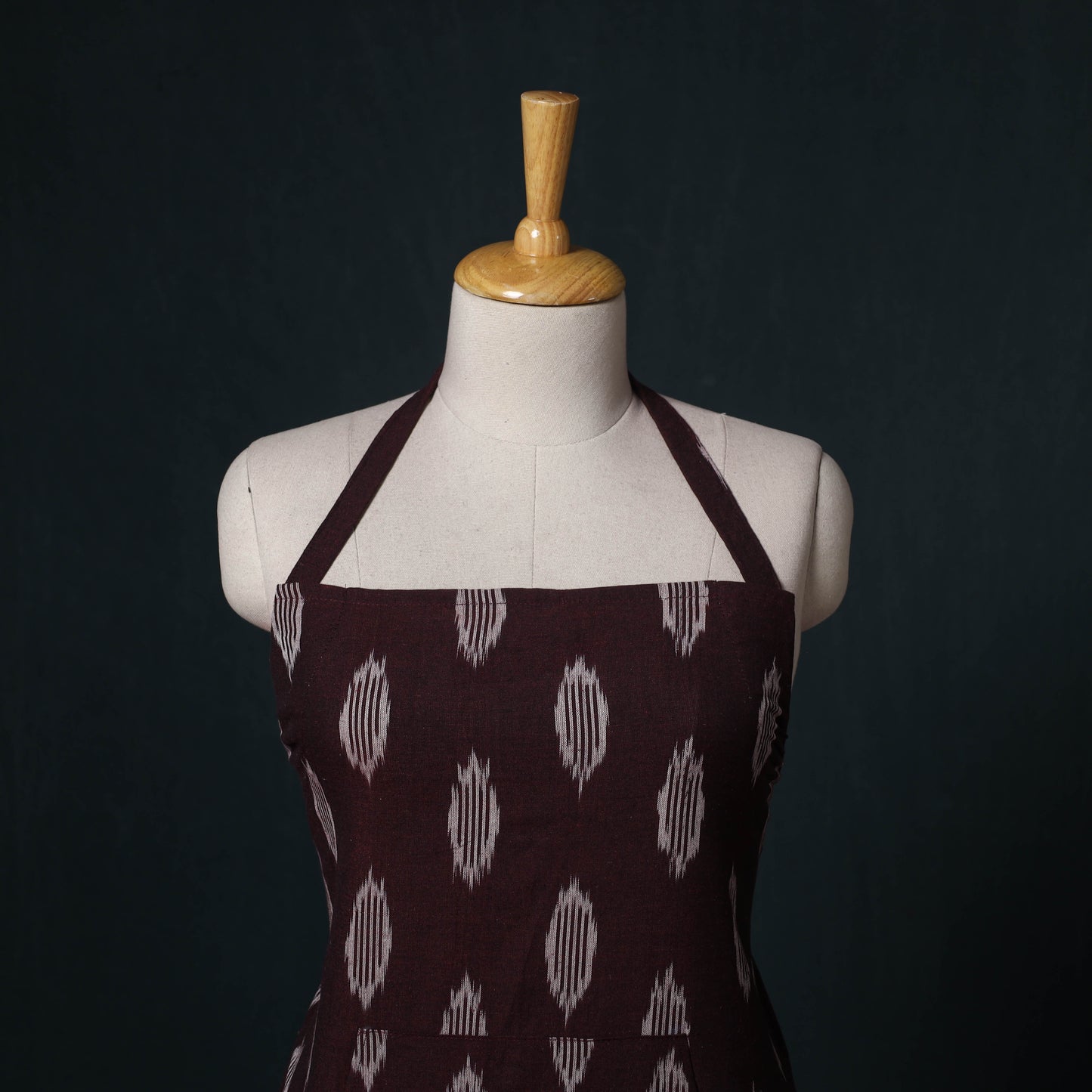 Maroon - Pochampally Ikat Weave Cotton Apron with Pocket 74