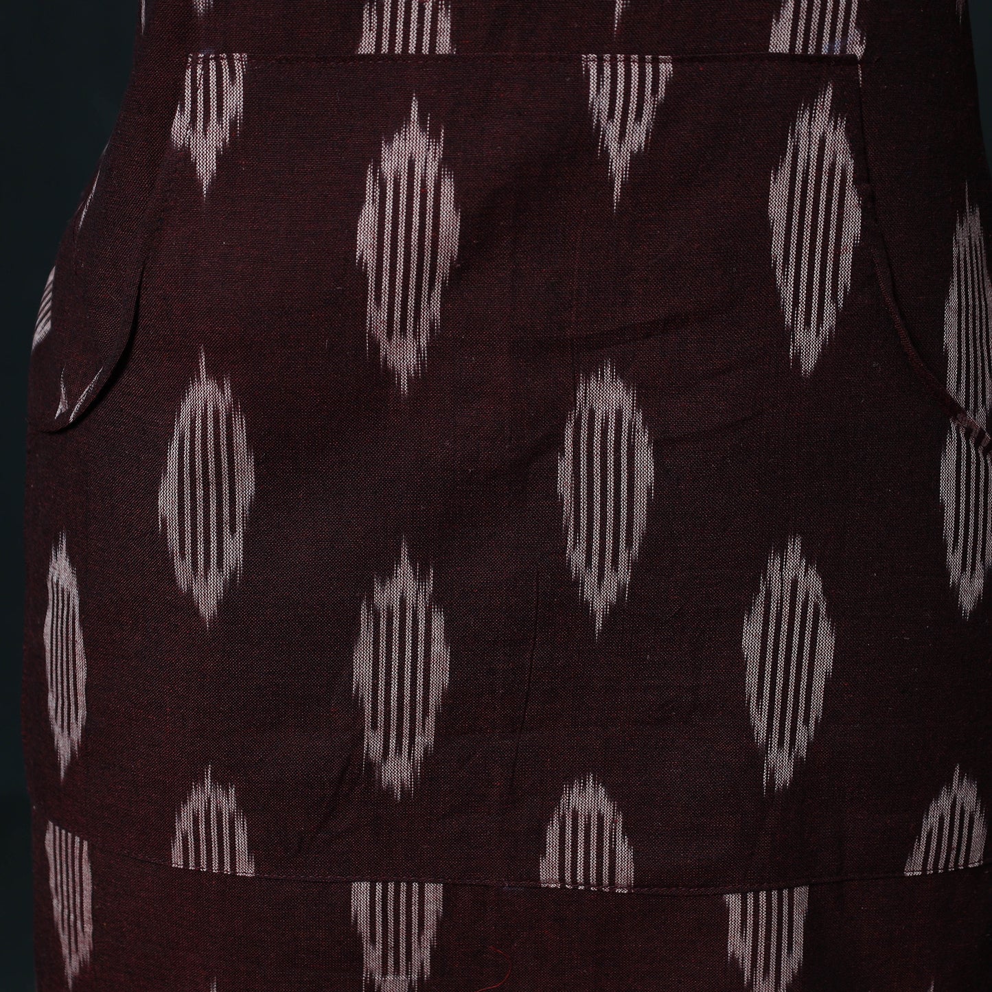 Maroon - Pochampally Ikat Weave Cotton Apron with Pocket 74