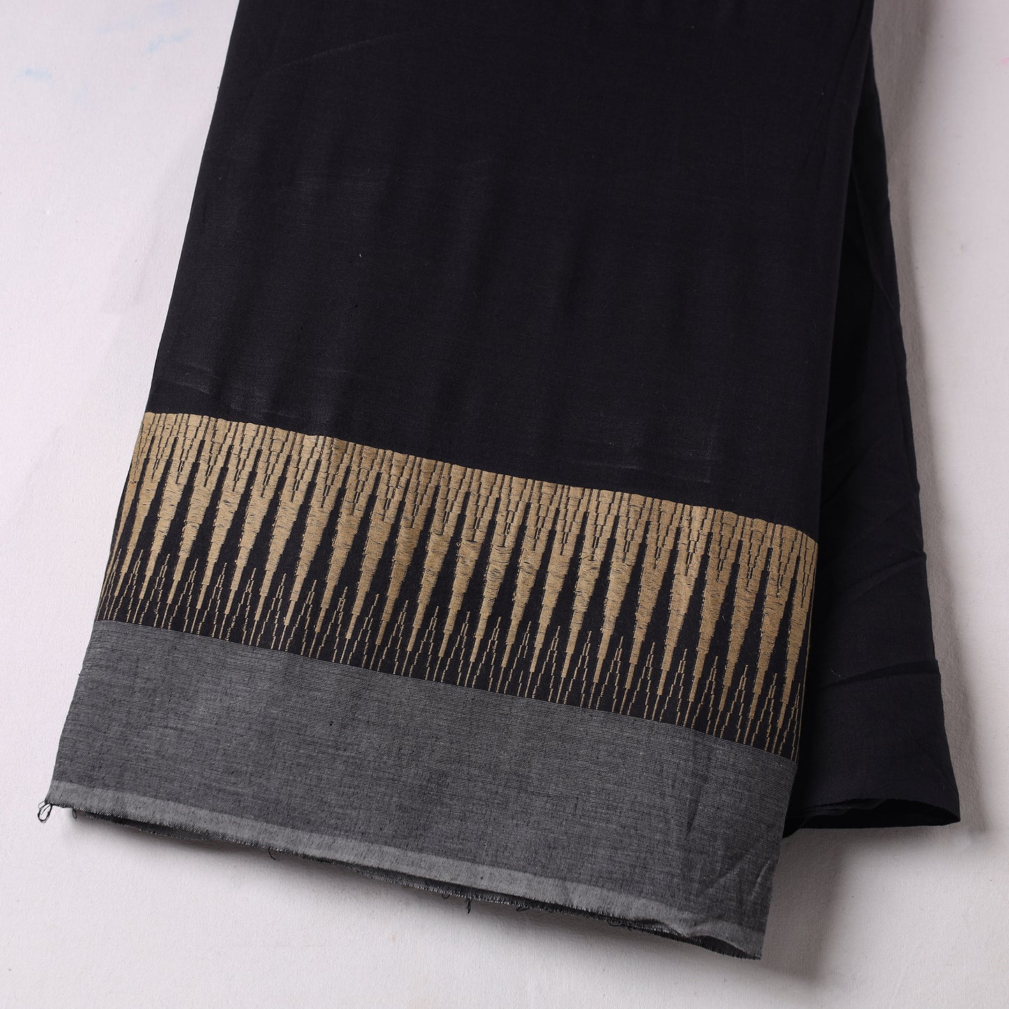 Black - Prewashed Dharwad Cotton Thread Border Fabric 26