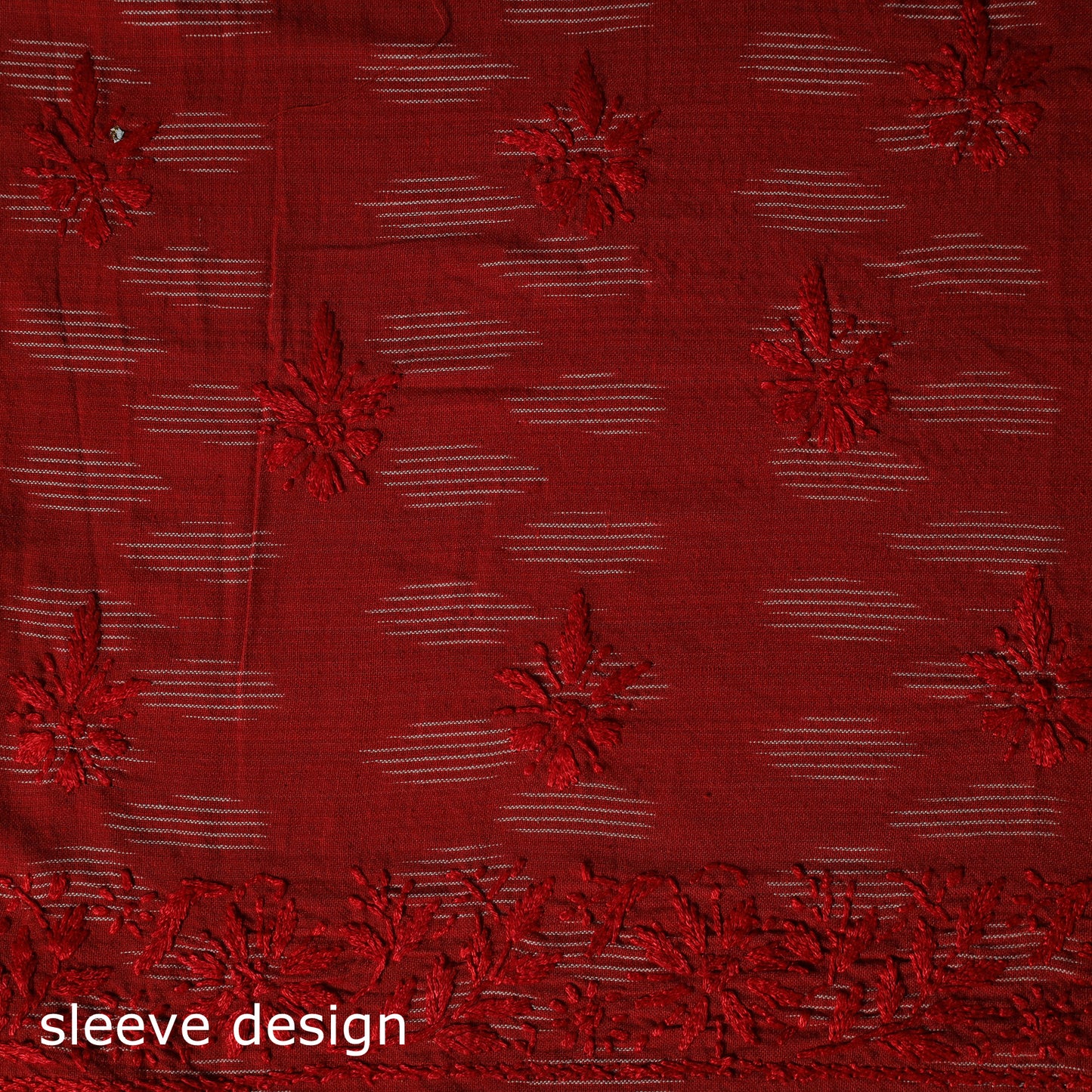 Lucknowi Chikankari Hand Embroidered Pochampally Ikat Cotton Unstitched Kurta Material (2.5M) 32