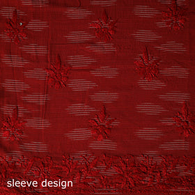 Lucknowi Chikankari Hand Embroidered Pochampally Ikat Cotton Unstitched Kurta Material (2.5M) 32