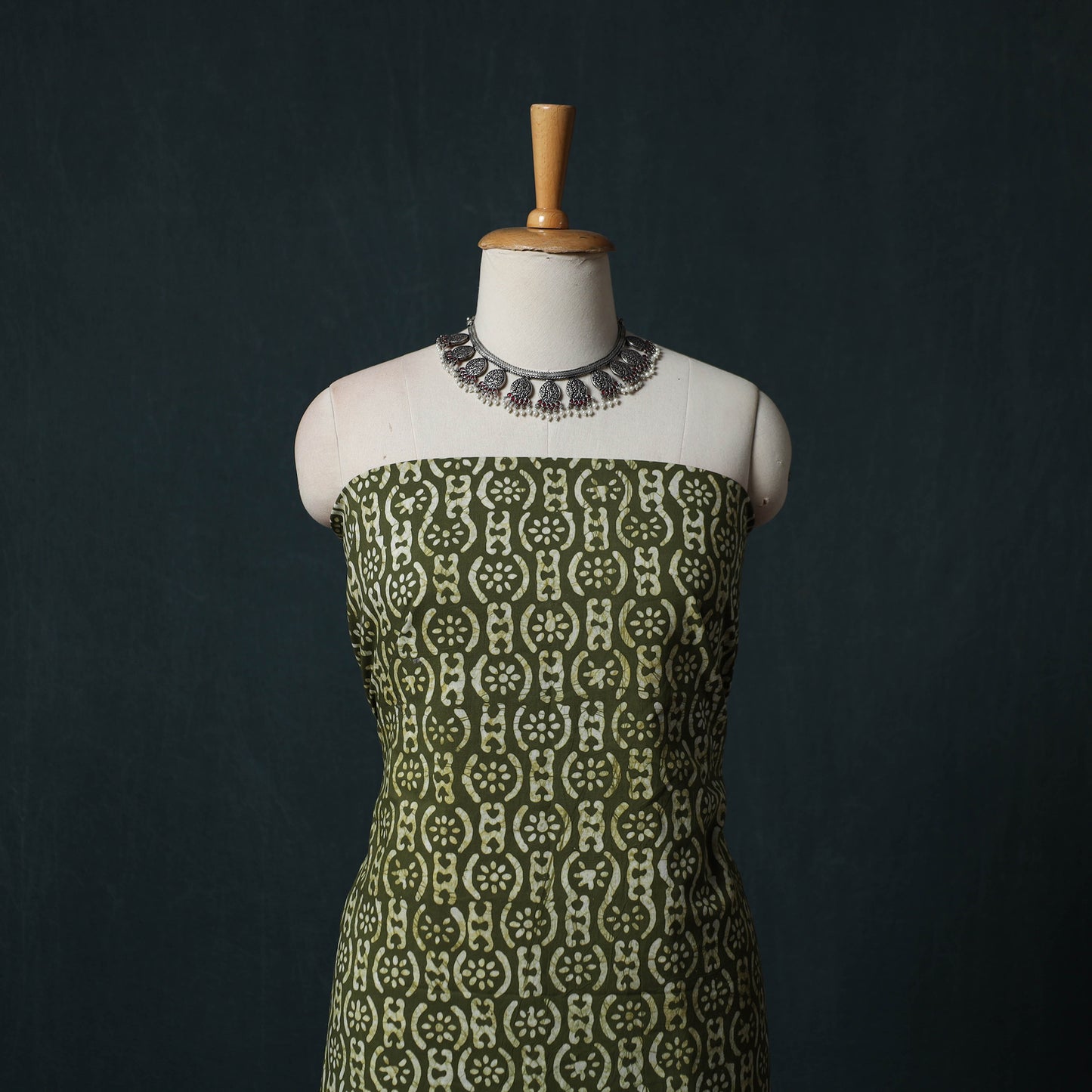 Hand Block Batik Print Cotton 2pc Unstitched Dress Material Kurta Set 14