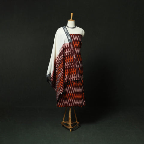 Pochampally Ikat Cotton 3pc Unstitched Dress Material Suit Set 23