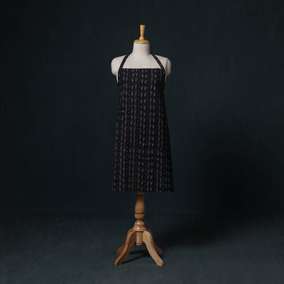 Black - Pochampally Ikat Weave Cotton Apron with Pocket 76
