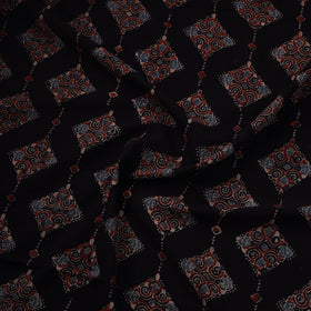 Black - Natural Dyed Pure Mul Cotton Hand Block Ajrakh Print Fabric 16