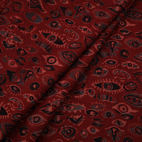 Red - Natural Dyed Cotton Kutch Hand Block Ajrakh Print Fabric 48