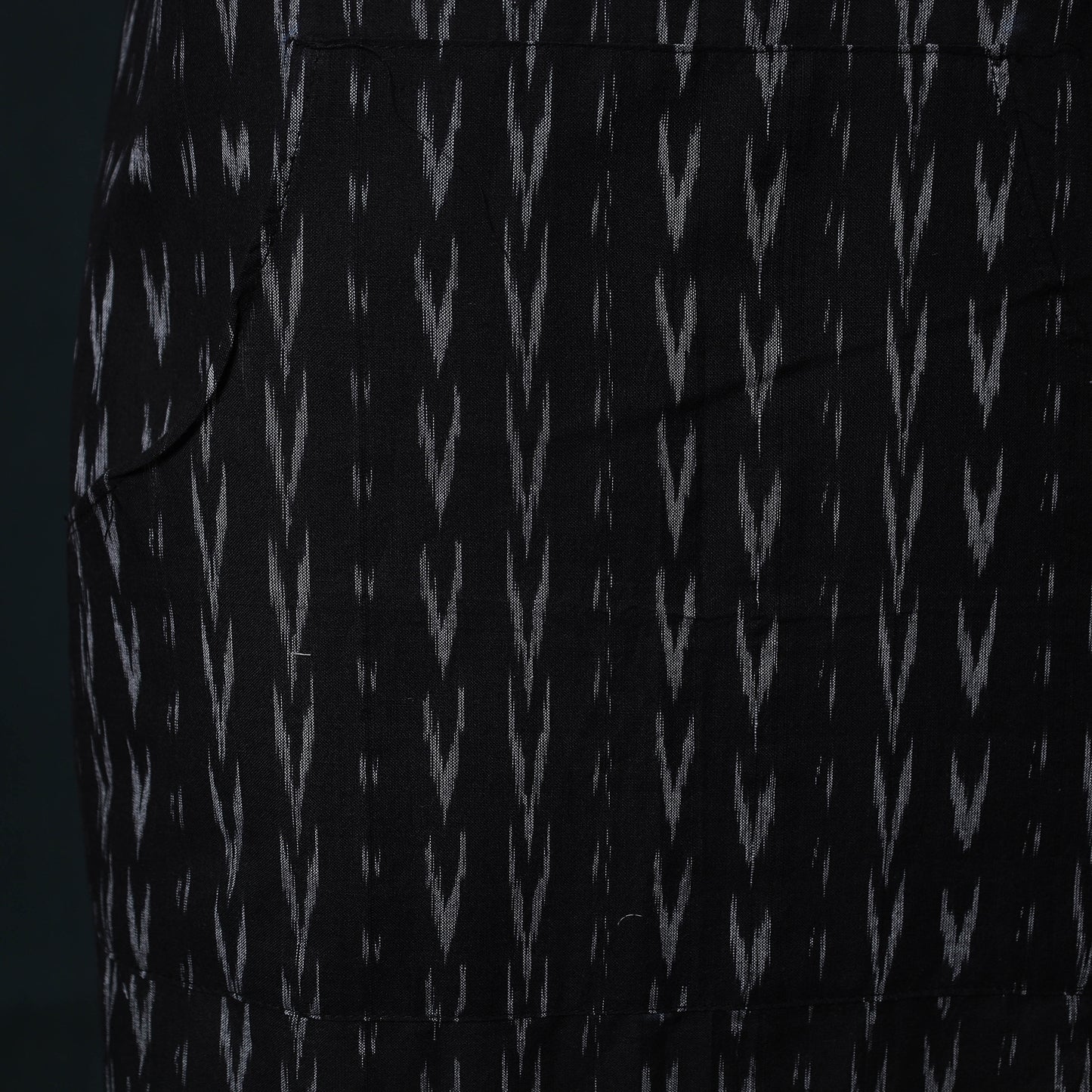 Black - Pochampally Ikat Weave Cotton Apron with Pocket 76