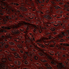 Red - Natural Dyed Cotton Kutch Hand Block Ajrakh Print Fabric 48