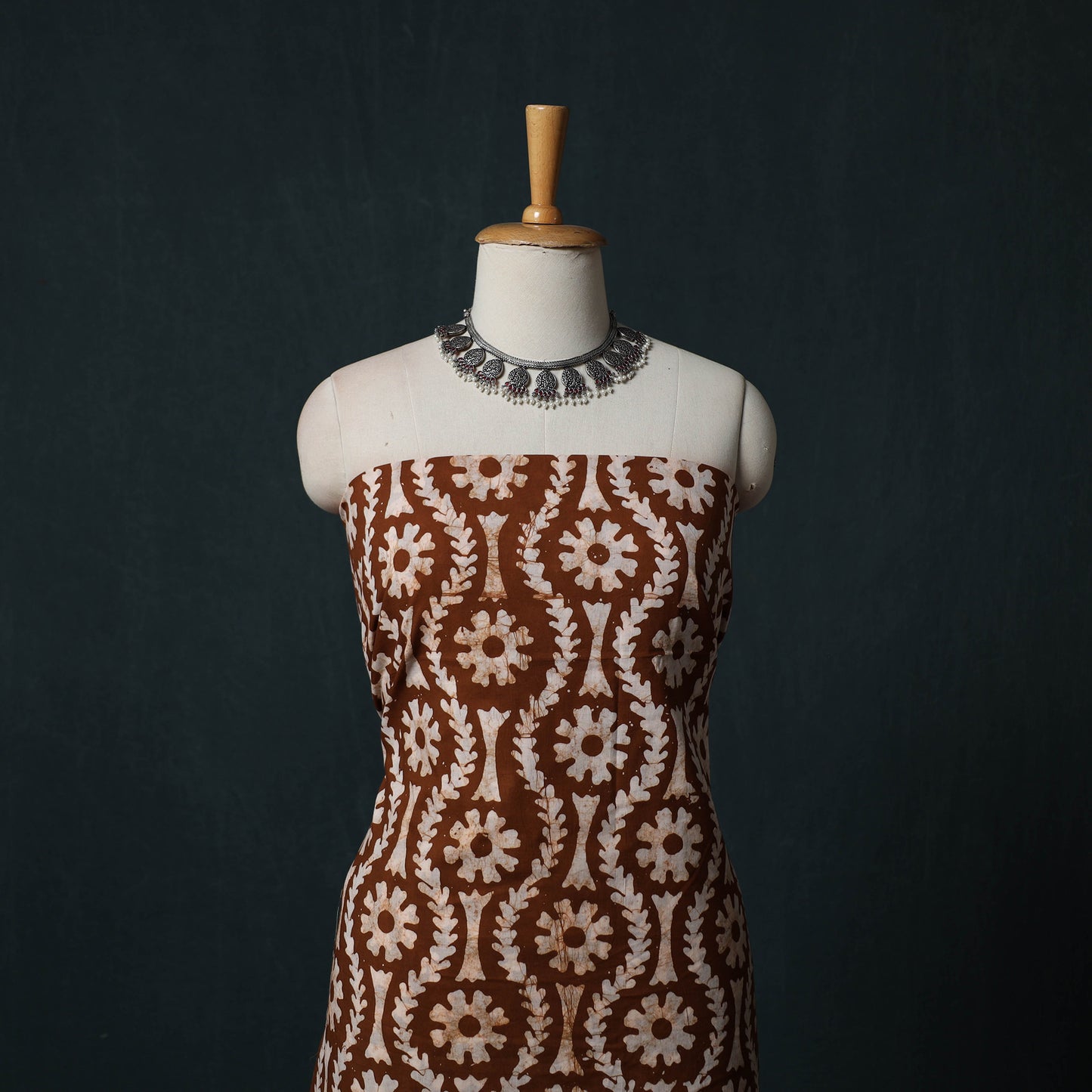 Hand Block Batik Print Cotton 2pc Unstitched Dress Material Kurta Set 15