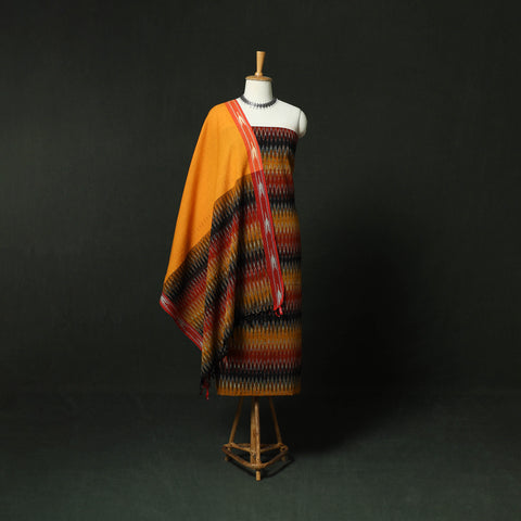 Pochampally Ikat Cotton 3pc Unstitched Dress Material Suit Set 24