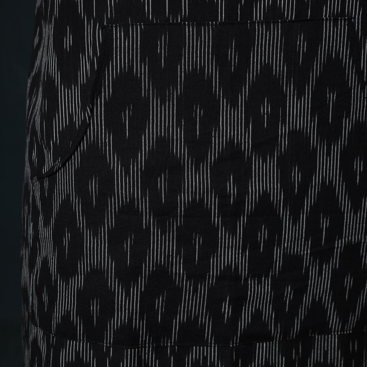 Black - Pochampally Ikat Weave Cotton Apron with Pocket 77