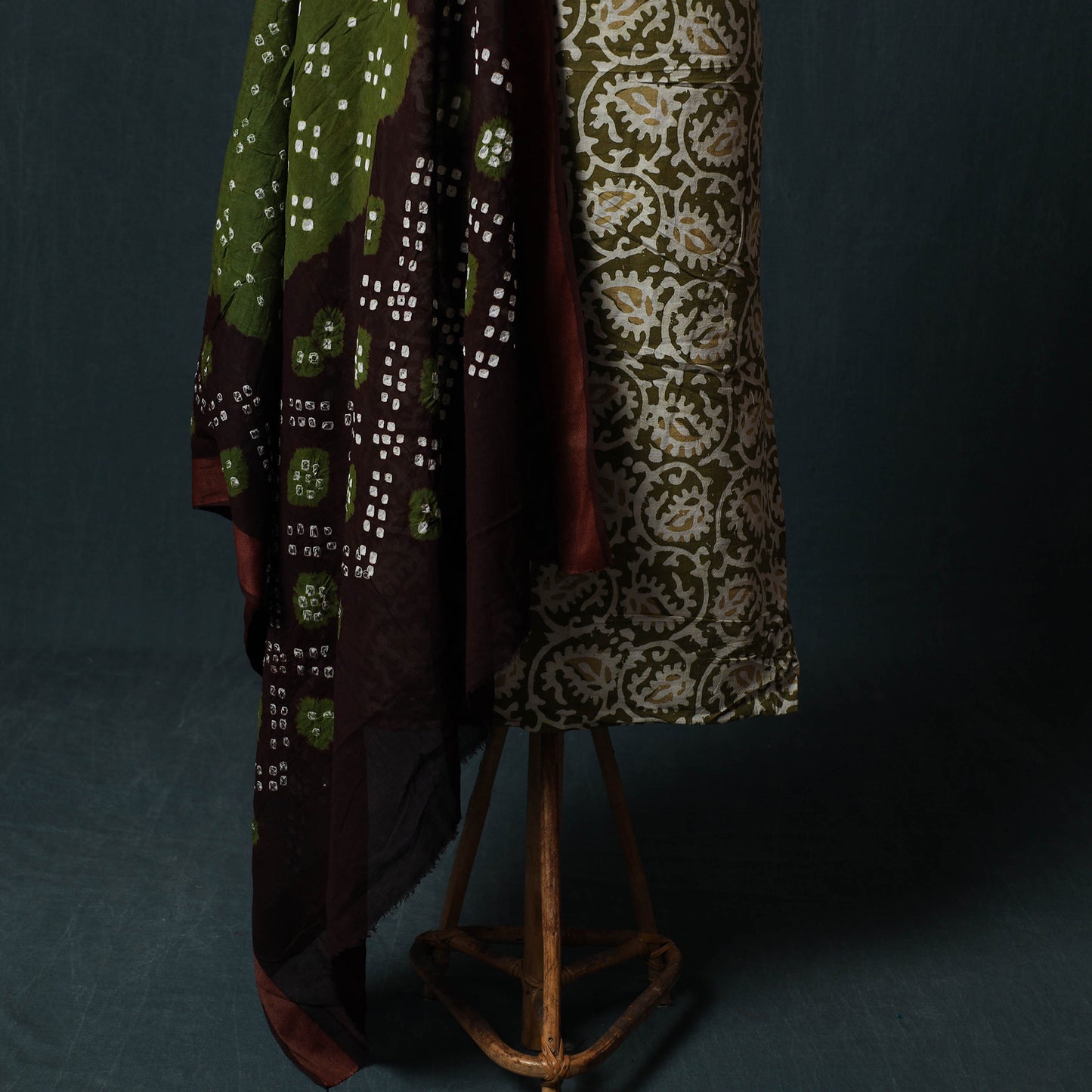 Hand Block Batik Print Cotton 2pc Unstitched Dress Material Kurta Set 16