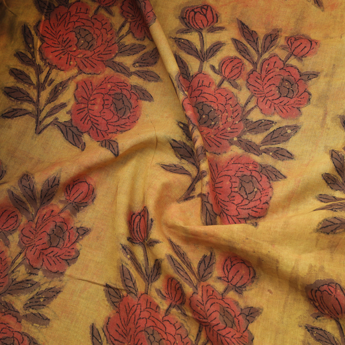 Pomegranate Peel Hand Block Print Cotton Fabric 22