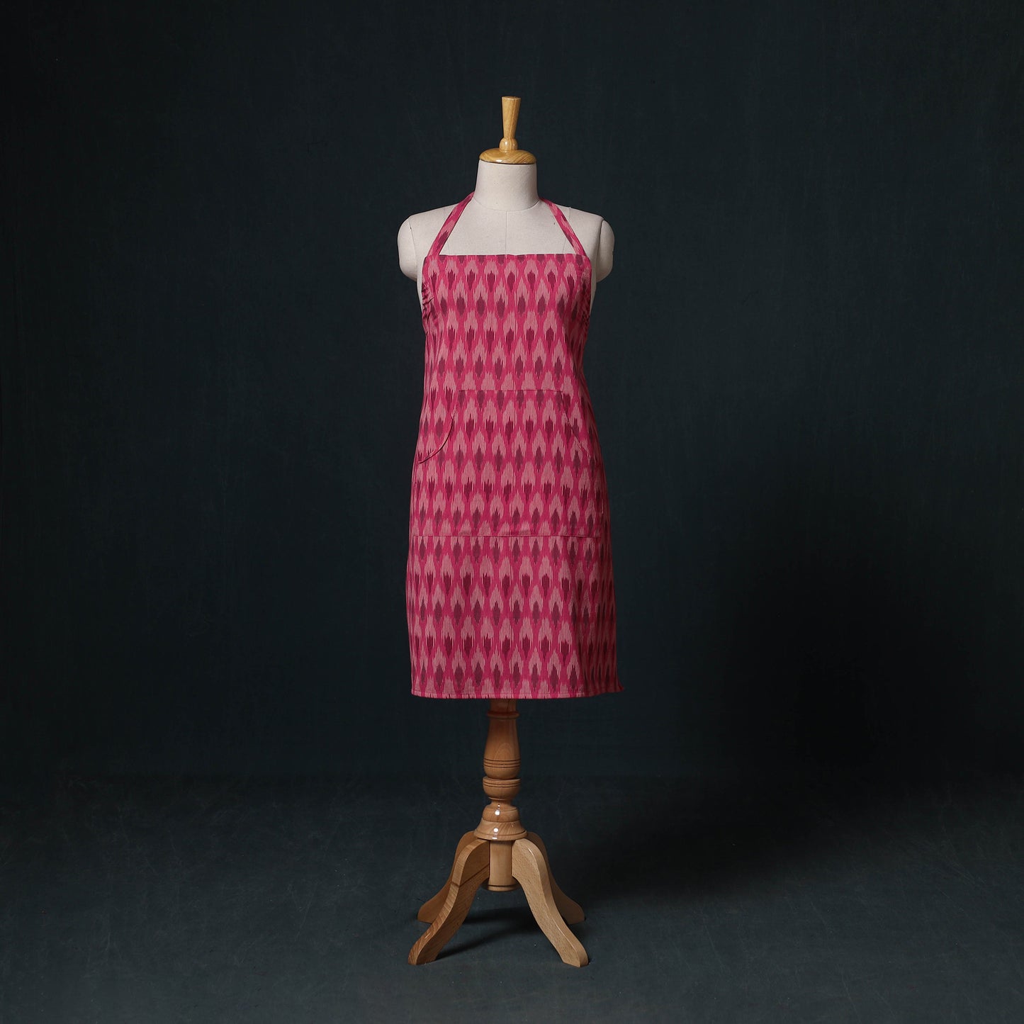 Pink - Pochampally Ikat Weave Cotton Apron with Pocket 79