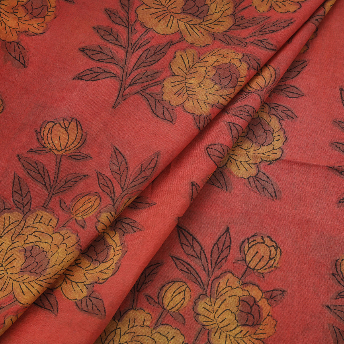 Pomegranate Peel Hand Block Print Cotton Fabric 06
